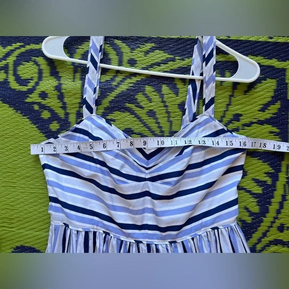 J. CREW Shirting Stripe Tiered Maxi Dress Size 6 Spaghetti Straps 100# Cotton - Picture 14 of 16